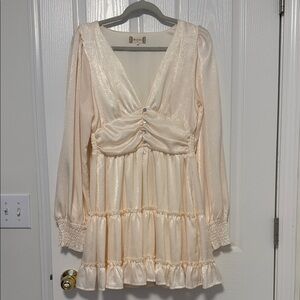 Altar'd State Cream Long Sleeve Dress